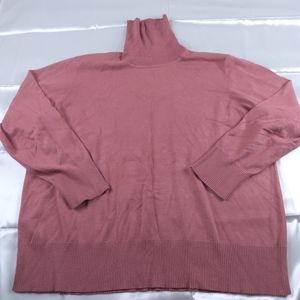 Retrology Grapefruit Pink Turtleneck Knit Sweater Top Size 3X Long Sleeve